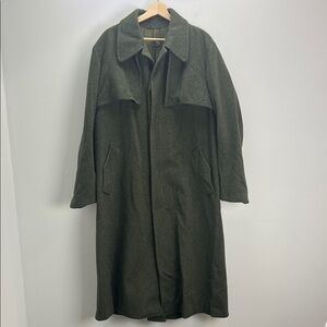 Vintage J.C. Trogler Paris Wool Military Trench Coat Green Long Womens Large